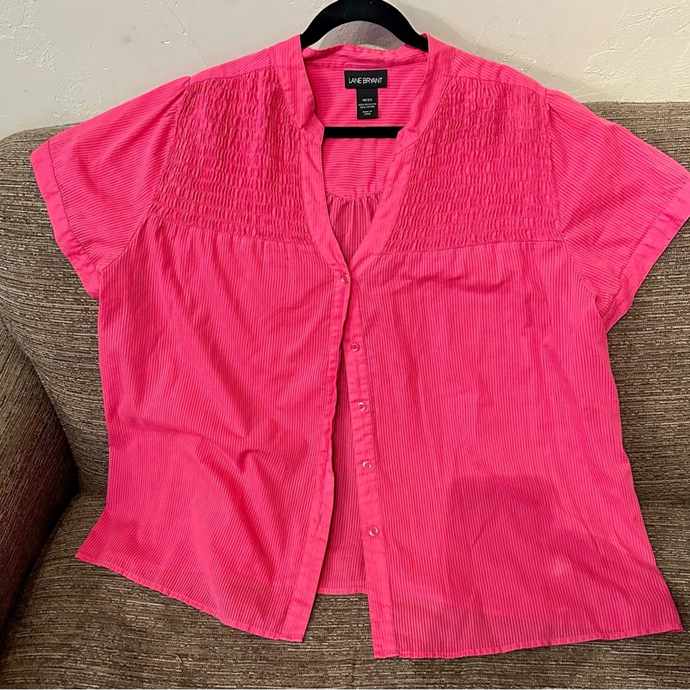Lane Bryant Pink Boxy Button Down Shirt
